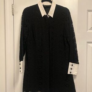 Zara Black Lace Dress with Collar and Cuffs
